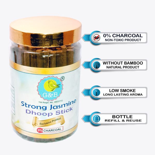Strong Jasmine Dhoop Stick (200 g) Non Toxic & Charcoal Free (4") Natural Dhoop - Image 3