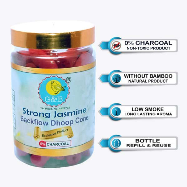 Strong Jasmine Backflow Dhoop Cone (200 g) Non Toxic and Charcoal Free (1.5") - Image 3