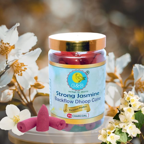 Strong Jasmine Backflow Dhoop Cone (200 g) Non Toxic and Charcoal Free